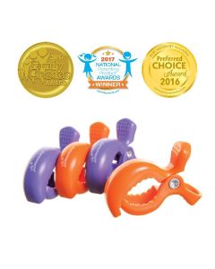 Strollerbuddy® Stroller Clips 4 Pack - Purple/Orange