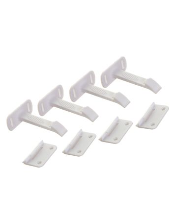 Ganchos de seguridad adhesivos para gabinetes y cajones (4 piezas)